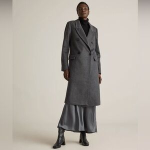 NWT/NIB Quince Italian Wool Double Breasted Coat in Heather Charcoal